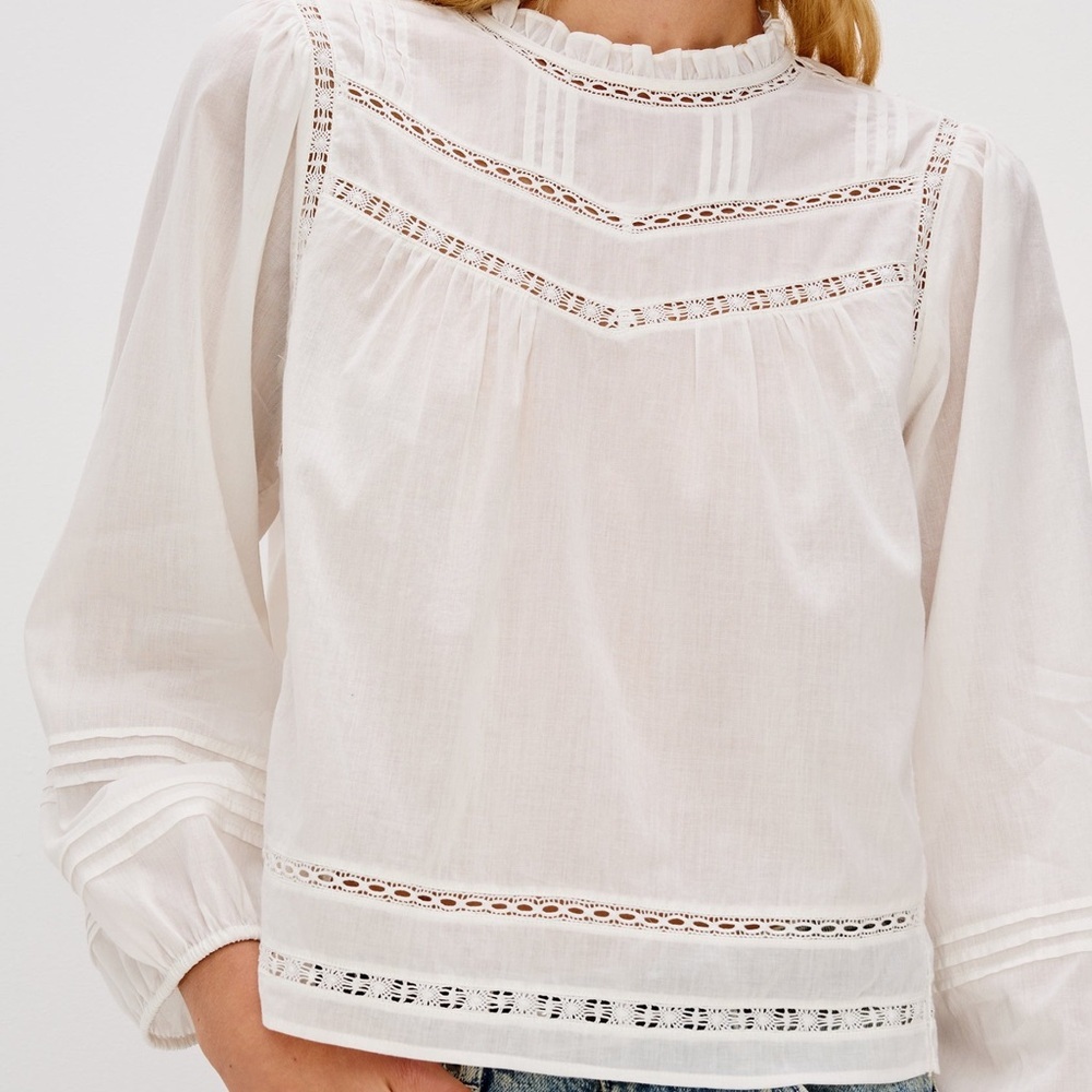 Rails 100% Cotton White Women's Blouse with Delicate Details - Picture 2 of 14